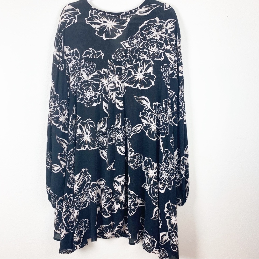 Free People | Black Floral Foil Swing Dress - Picture 7 of 7